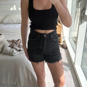Zara black denim shorts